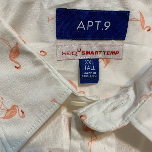 APT.9 Short Sleeve Shirts White with Pink Flamingos Pink/ White Palms - Picture 4 of 5